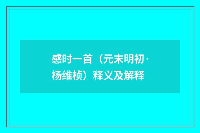 感时一首（元末明初·杨维桢）释义及解释