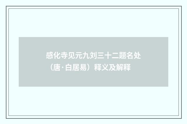 感化寺见元九刘三十二题名处（唐·白居易）释义及解释