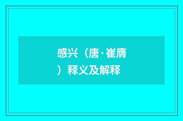 感兴（唐·崔膺）释义及解释