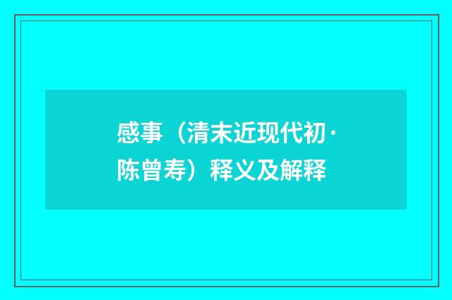 感事（清末近现代初·陈曾寿）释义及解释