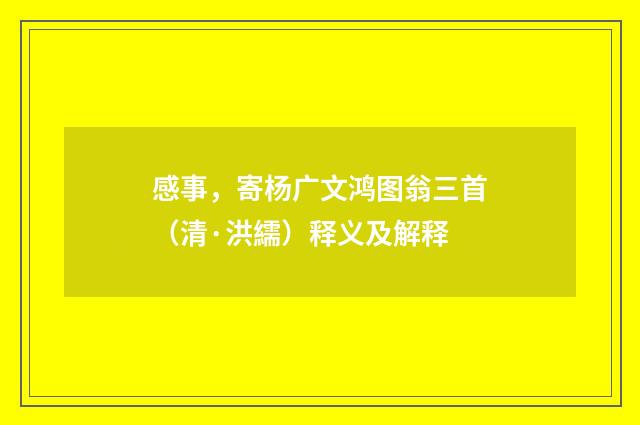 感事，寄杨广文鸿图翁三首（清·洪繻）释义及解释