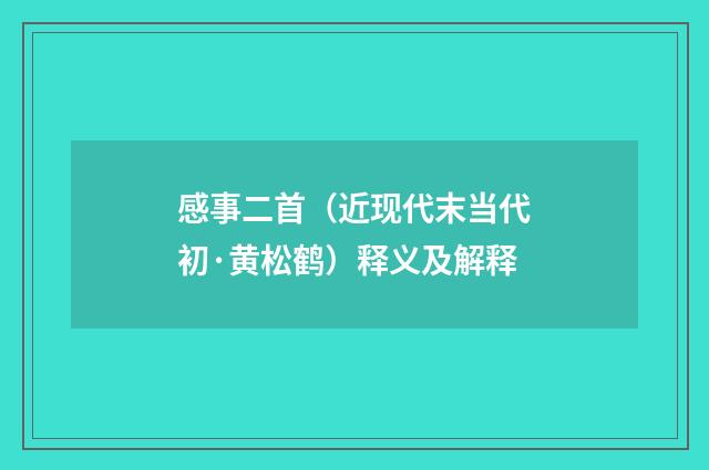 感事二首（近现代末当代初·黄松鹤）释义及解释