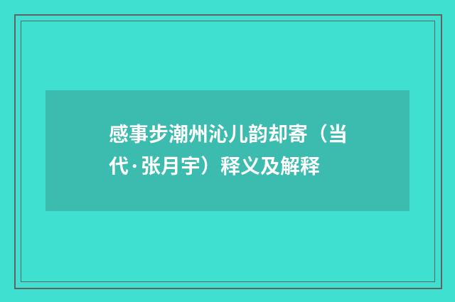感事步潮州沁儿韵却寄（当代·张月宇）释义及解释