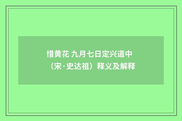 惜黄花 九月七日定兴道中（宋·史达祖）释义及解释