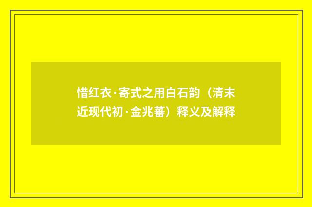惜红衣·寄式之用白石韵（清末近现代初·金兆蕃）释义及解释