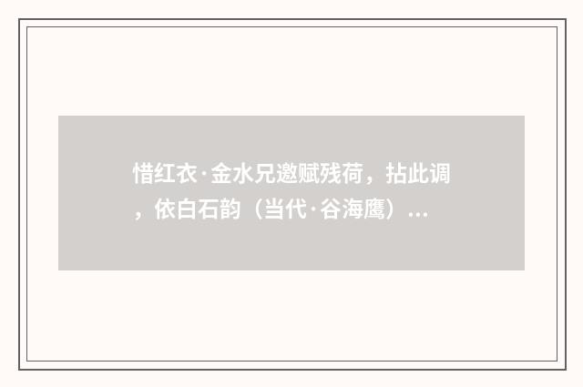 惜红衣·金水兄邀赋残荷，拈此调，依白石韵（当代·谷海鹰）释义及解释