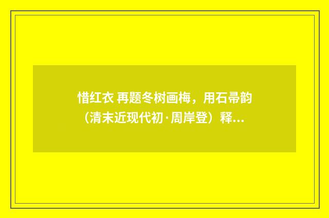 惜红衣 再题冬树画梅，用石帚韵（清末近现代初·周岸登）释义及解释