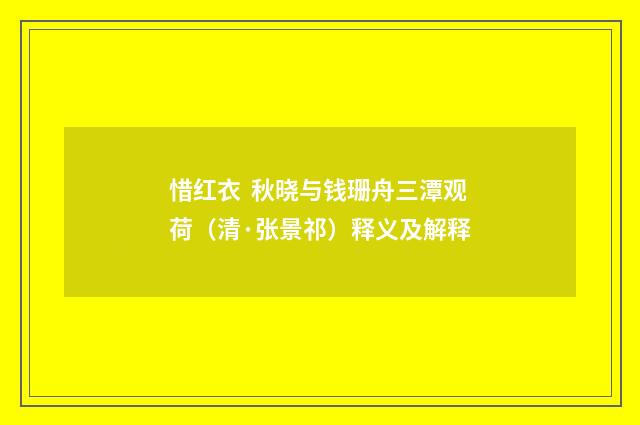 惜红衣 秋晓与钱珊舟三潭观荷（清·张景祁）释义及解释