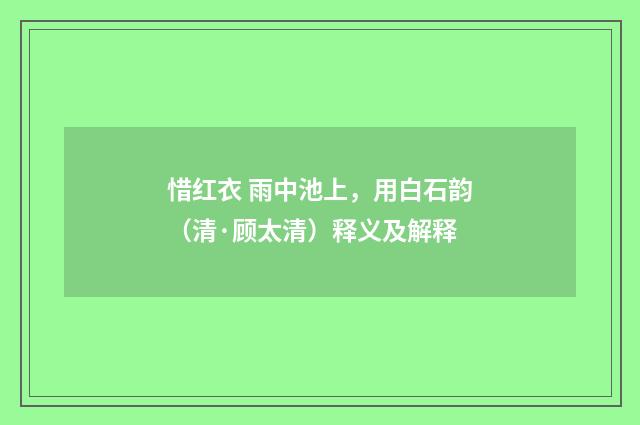 惜红衣 雨中池上，用白石韵（清·顾太清）释义及解释