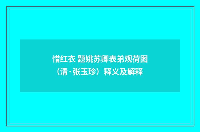 惜红衣 题姚苏卿表弟观荷图（清·张玉珍）释义及解释