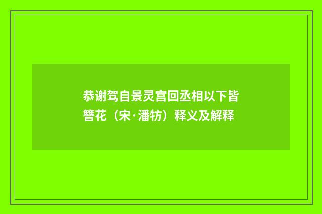 恭谢驾自景灵宫回丞相以下皆簪花（宋·潘牥）释义及解释