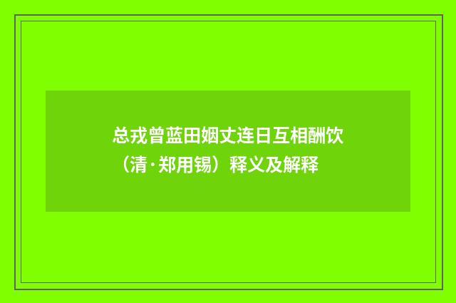 总戎曾蓝田姻丈连日互相酬饮（清·郑用锡）释义及解释