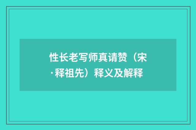 性长老写师真请赞（宋·释祖先）释义及解释