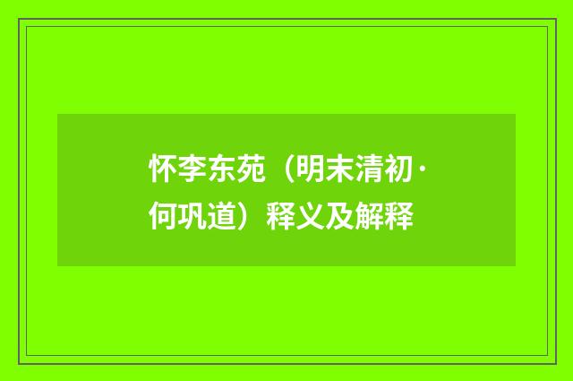 怀李东苑（明末清初·何巩道）释义及解释