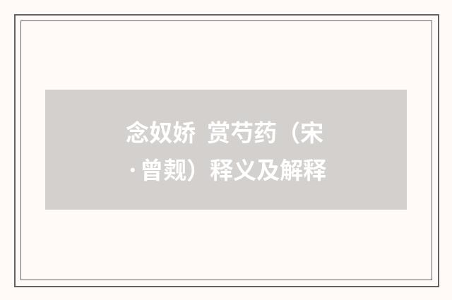 念奴娇 赏芍药（宋·曾觌）释义及解释