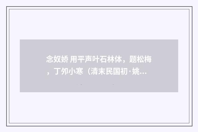 念奴娇 用平声叶石林体，题松梅，丁夘小寒（清末民国初·姚华）释义及解释
