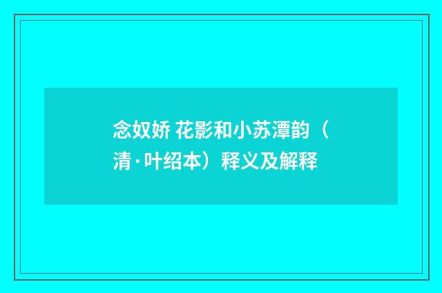 念奴娇 花影和小苏潭韵（清·叶绍本）释义及解释