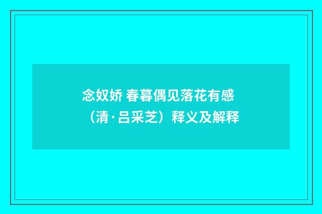 念奴娇 春暮偶见落花有感（清·吕采芝）释义及解释