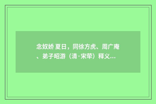 念奴娇 夏日，同徐方虎、周广庵、弟子昭游（清·宋荦）释义及解释