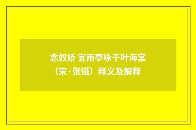 念奴娇 宜雨亭咏千叶海棠（宋·张镃）释义及解释
