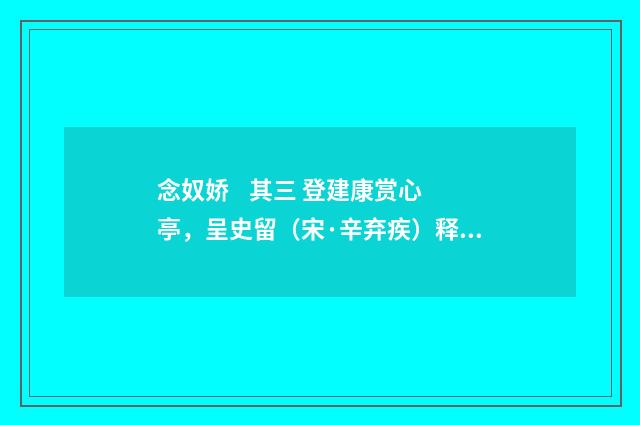 念奴娇 其三 登建康赏心亭，呈史留（宋·辛弃疾）释义及解释