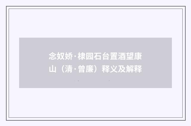 念奴娇·棣园石台置酒望康山（清·曾廉）释义及解释