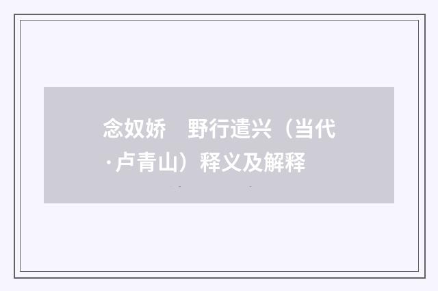 念奴娇　野行遣兴（当代·卢青山）释义及解释