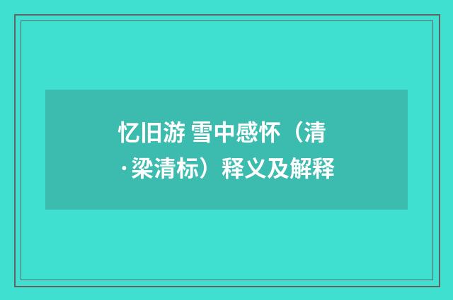 忆旧游 雪中感怀（清·梁清标）释义及解释