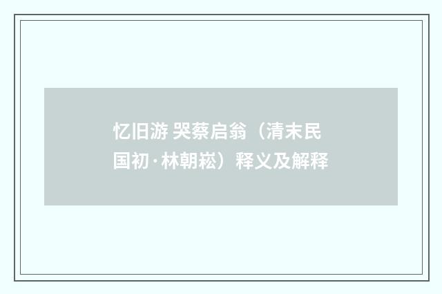忆旧游 哭蔡启翁（清末民国初·林朝崧）释义及解释