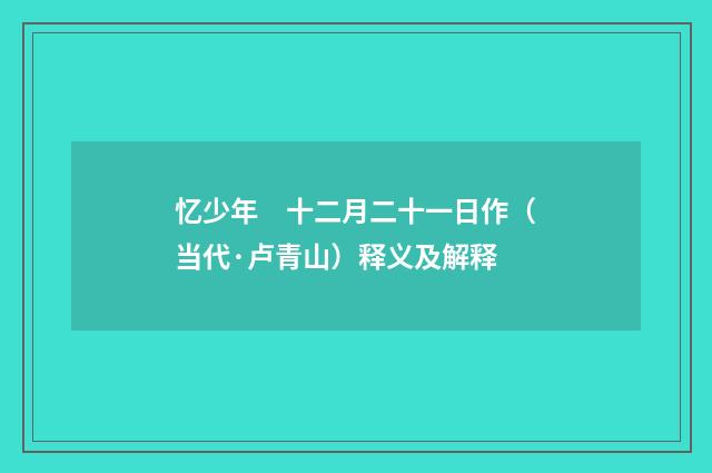 忆少年　十二月二十一日作（当代·卢青山）释义及解释