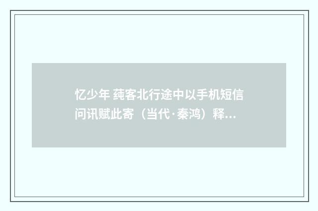 忆少年 莼客北行途中以手机短信问讯赋此寄（当代·秦鸿）释义及解释