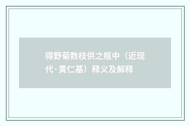 得野菊数枝供之瓶中（近现代·黄仁基）释义及解释