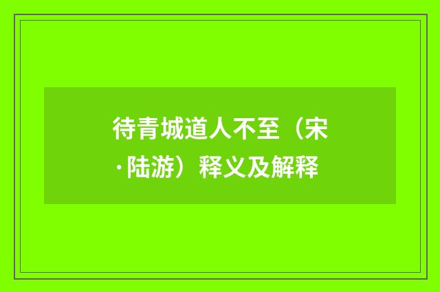 待青城道人不至（宋·陆游）释义及解释