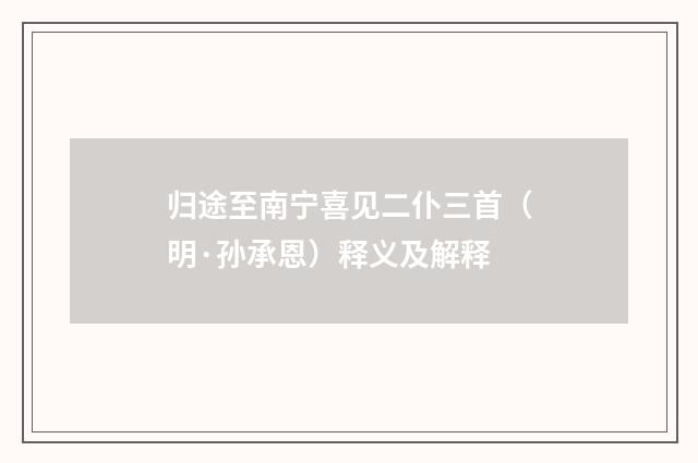 归途至南宁喜见二仆三首（明·孙承恩）释义及解释