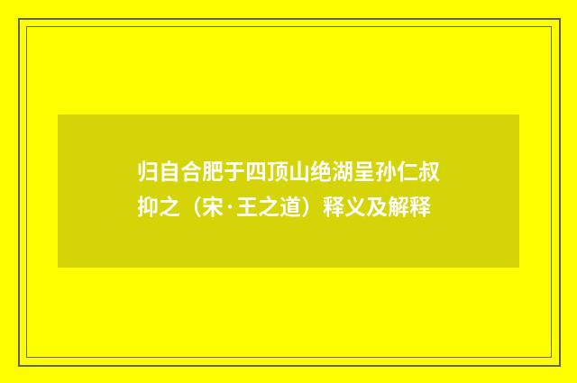 归自合肥于四顶山绝湖呈孙仁叔抑之（宋·王之道）释义及解释