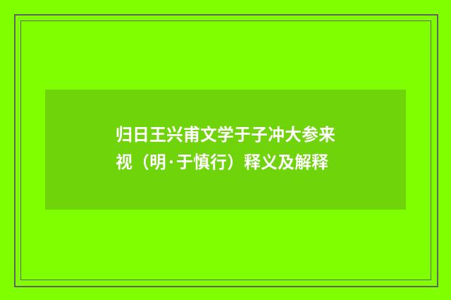 归日王兴甫文学于子冲大参来视（明·于慎行）释义及解释