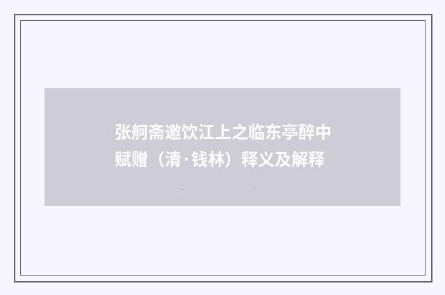 张舸斋邀饮江上之临东亭醉中赋赠（清·钱林）释义及解释