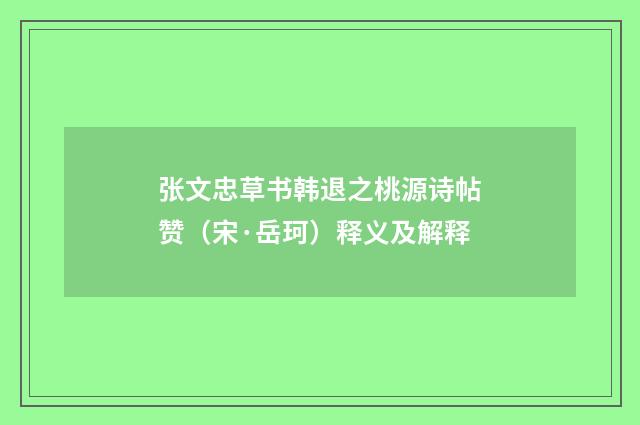张文忠草书韩退之桃源诗帖赞（宋·岳珂）释义及解释