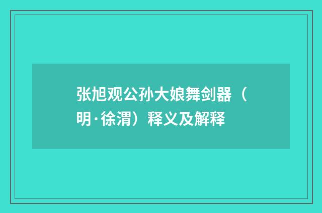 张旭观公孙大娘舞剑器（明·徐渭）释义及解释