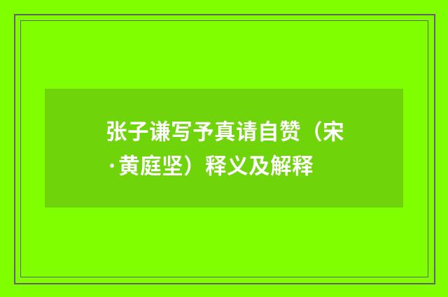 张子谦写予真请自赞（宋·黄庭坚）释义及解释