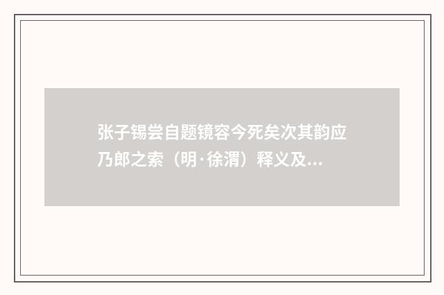 张子锡尝自题镜容今死矣次其韵应乃郎之索（明·徐渭）释义及解释