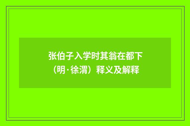 张伯子入学时其翁在都下（明·徐渭）释义及解释