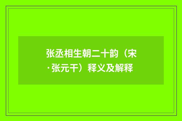 张丞相生朝二十韵（宋·张元干）释义及解释