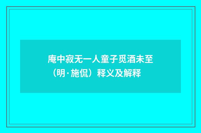 庵中寂无一人童子觅酒未至（明·施侃）释义及解释