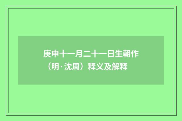 庚申十一月二十一日生朝作（明·沈周）释义及解释
