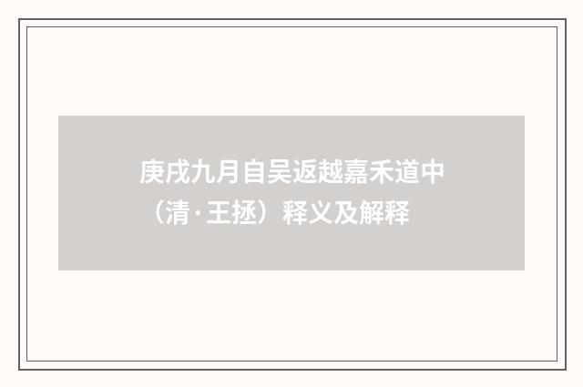 庚戌九月自吴返越嘉禾道中（清·王拯）释义及解释
