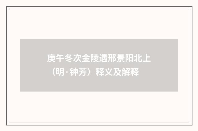 庚午冬次金陵遇邢景阳北上（明·钟芳）释义及解释