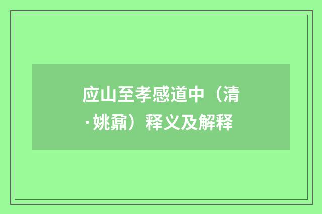 应山至孝感道中（清·姚鼐）释义及解释