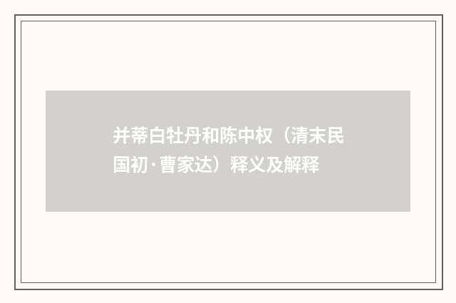 并蒂白牡丹和陈中权（清末民国初·曹家达）释义及解释