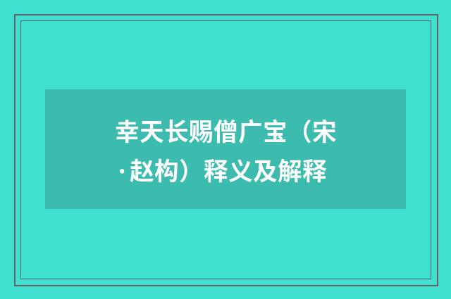 幸天长赐僧广宝（宋·赵构）释义及解释